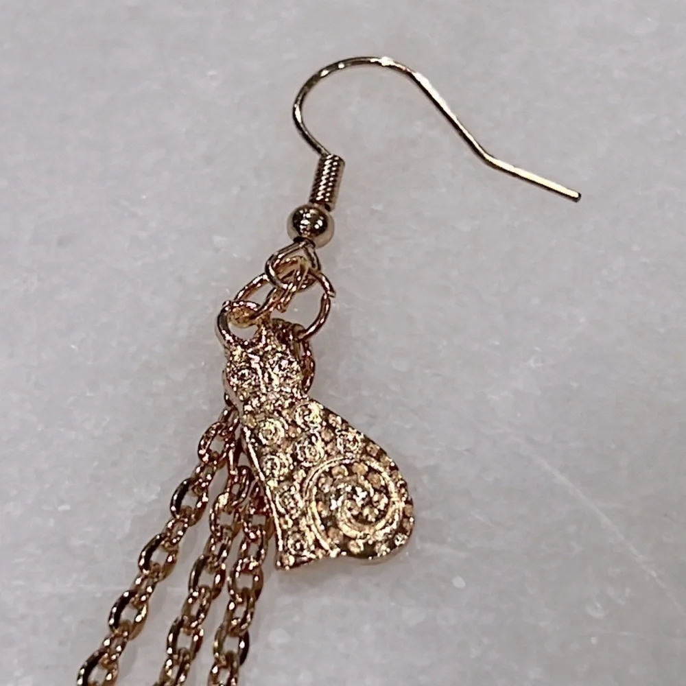 Celestial Cat and Moon Etched Earrings